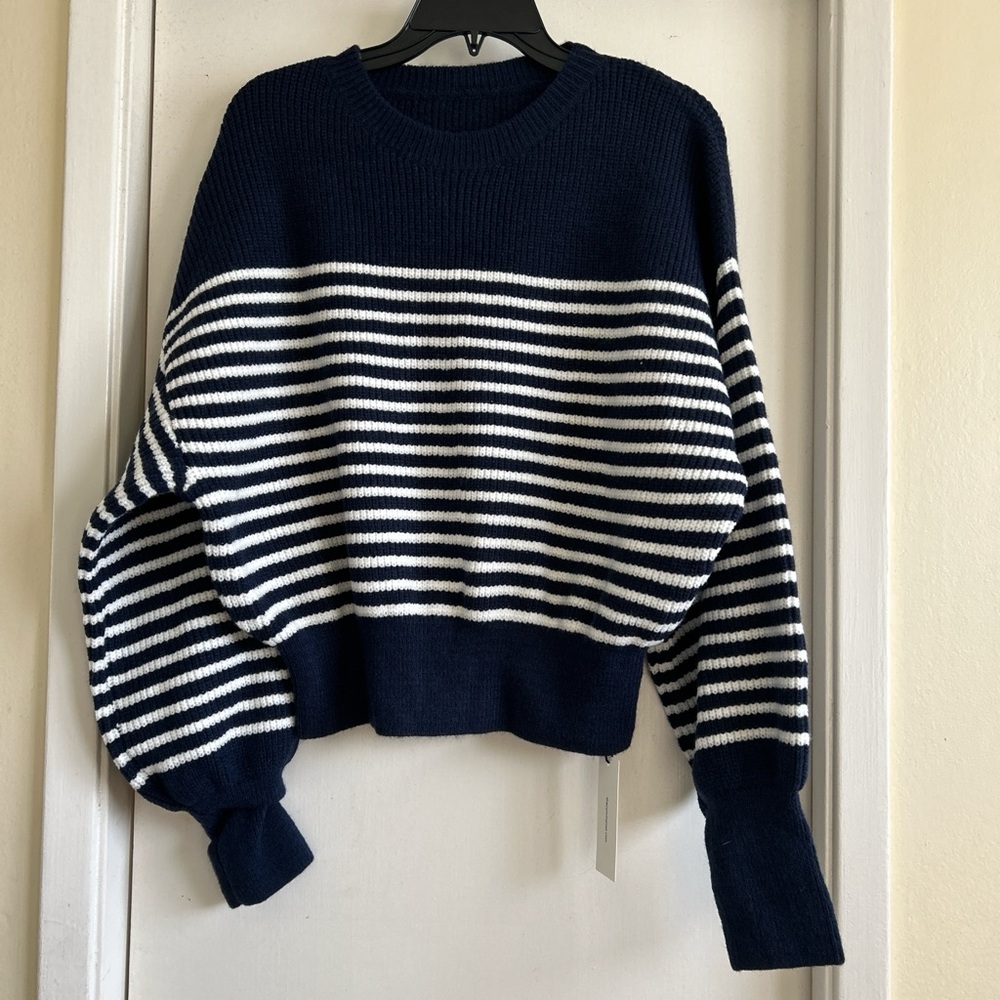 Commense Navy and White Striped Sweater